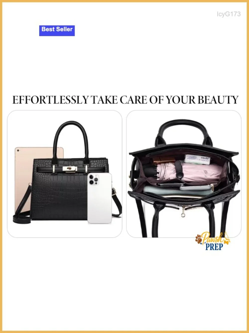 Croc-Embossed Faux Leather Top Handle Satchel Bag with Gold Lock
